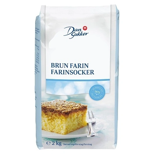 Sukker farin brun, 2 kg Dansukker