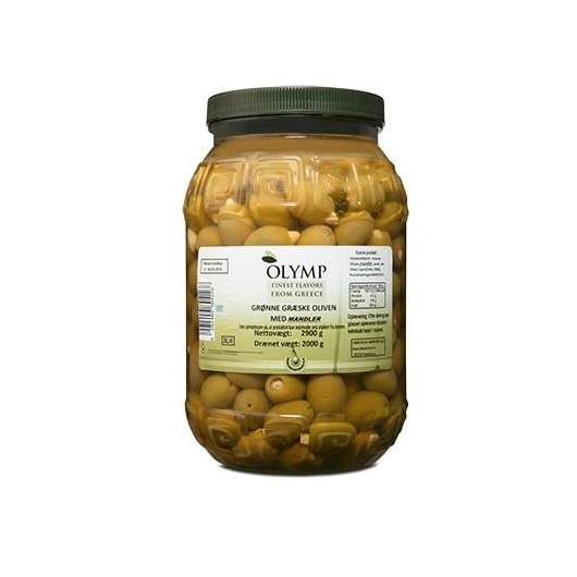 Oliven grønne m/mandler, 2 kg