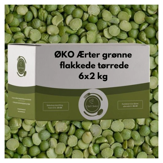 ØKO Ærter grønne flækkede tørrede, 6*2 kg Chef Choice